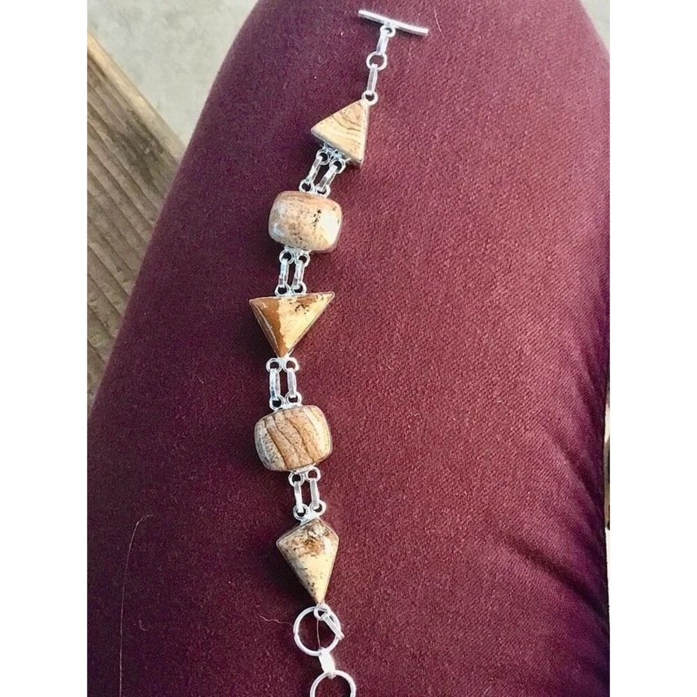 boho picture jasper 925 stamped bracelet